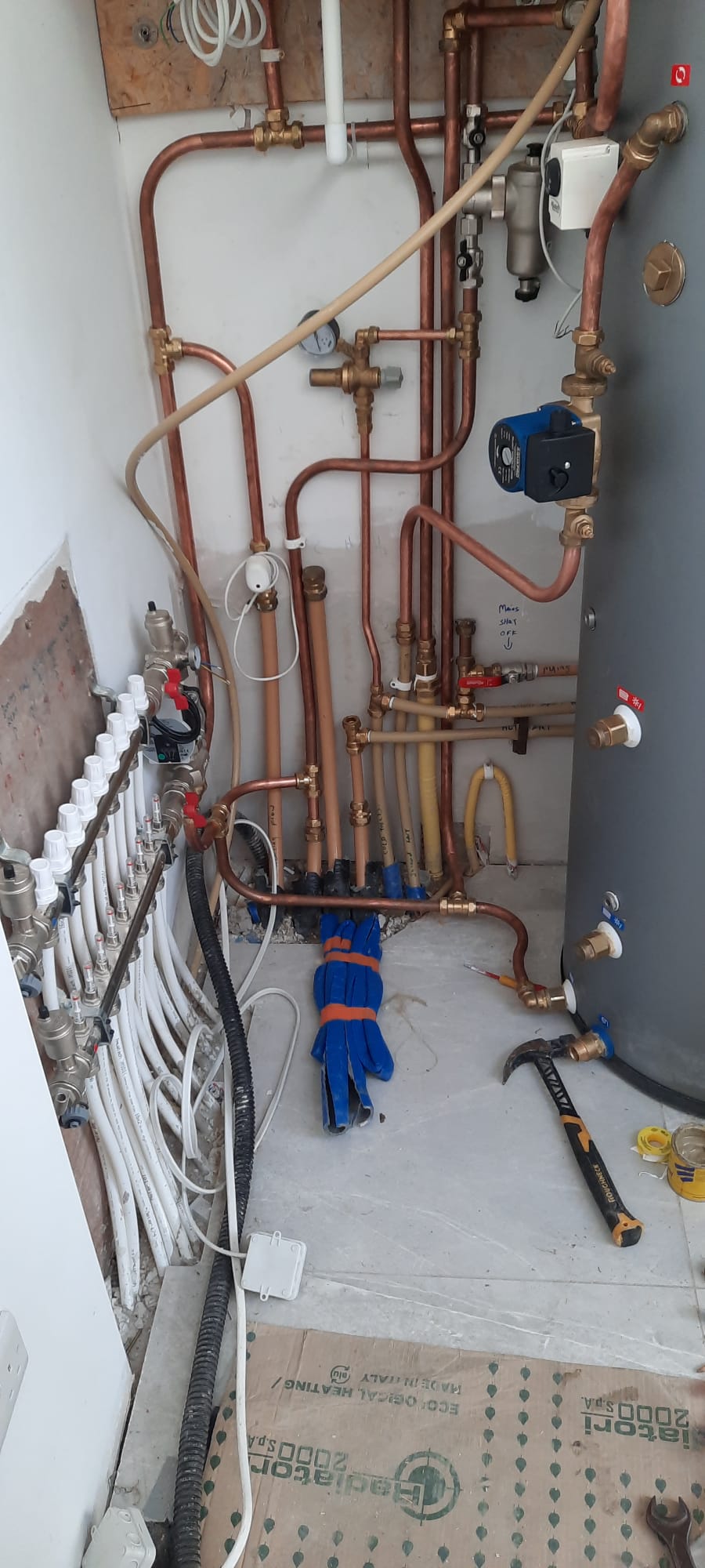 Oil Boiler Replacement — Cylinder, pump and underfloor manifold