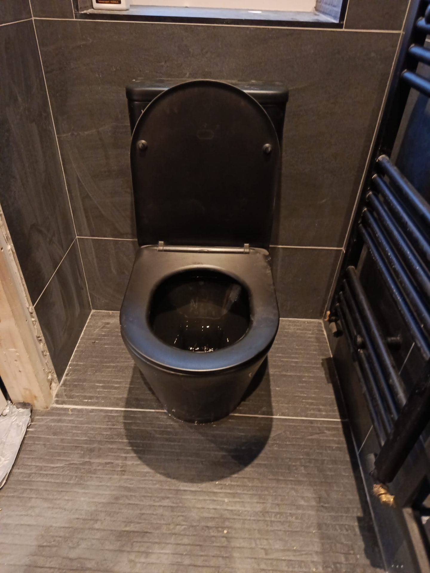 Matt black WC and towel rail
